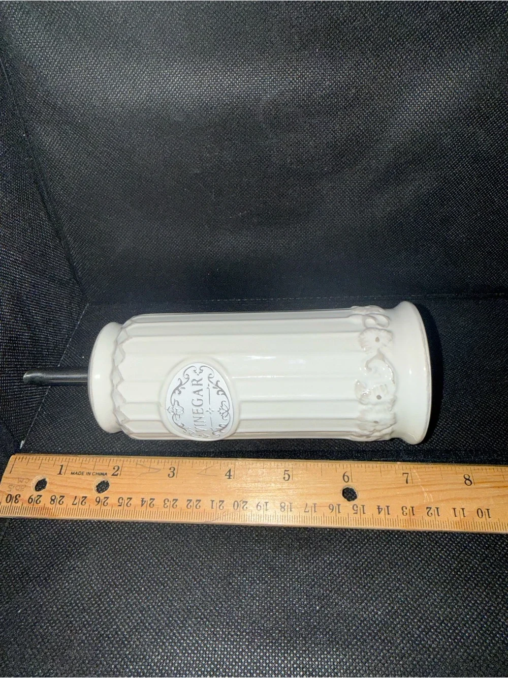 Pier 1 White Ceramic Vinegar Dispenser Tabletop Countertop Drizzle Nozzle #UBG